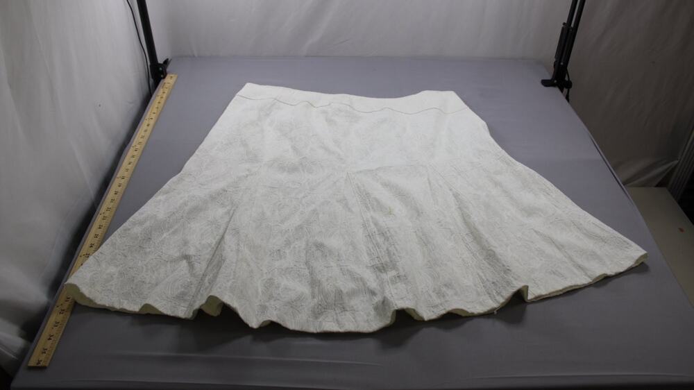 Womens White Textured Embroidered Paisley Lace A-Line Midi Skirt Size 40W Waist